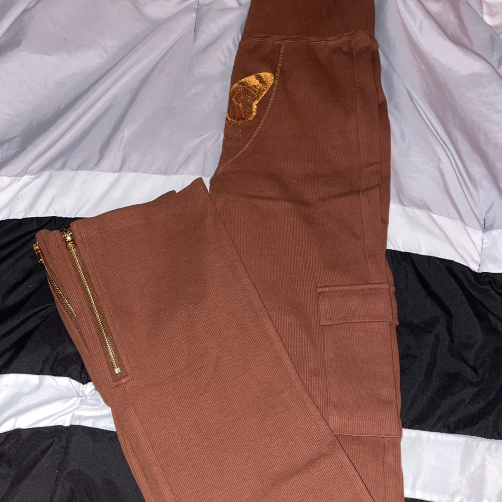Brown Fitted Cargo Sweats